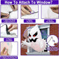 Spooky Outdoor Decor – 4.6ft Halloween Inflatable Window Ghost with LED Lights