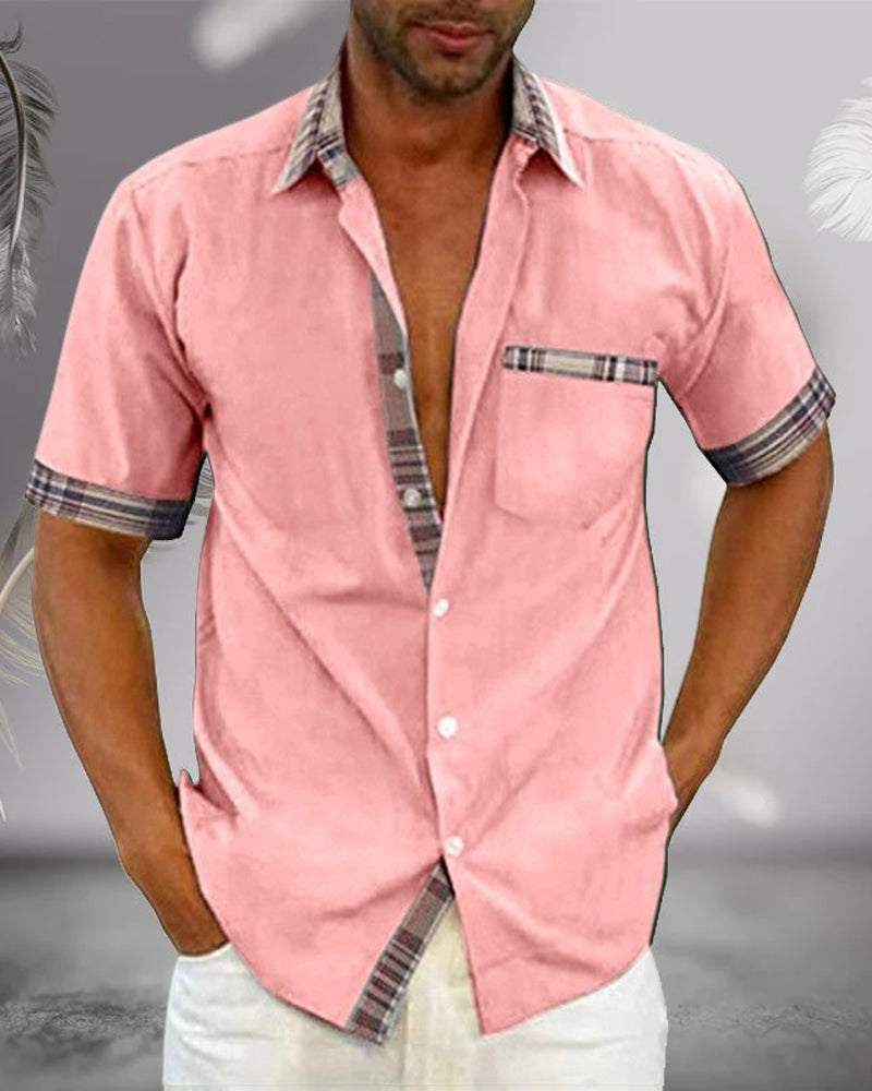 Variant image for Men's Short Sleeve Cotton Shirt for Casual and Semi-Formal Wear, Breathable Fabric, Slim Fit Available in Multiple Sizes-41