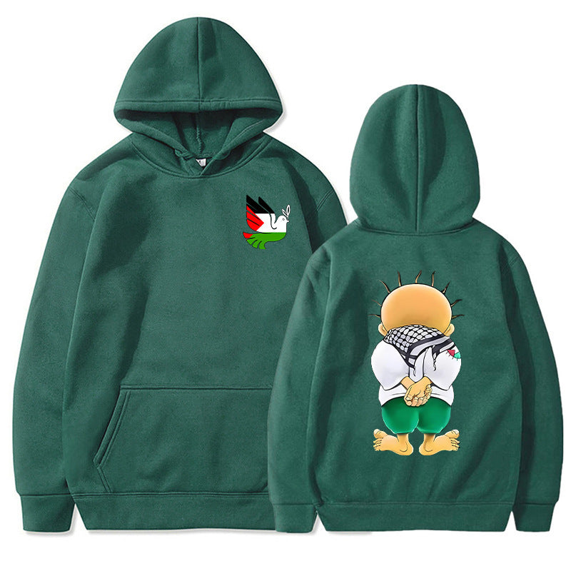 Men's Warm Hoodie - Relaxed Pullover, Polyester, Casual