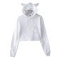 Plush Women's Cropped Hoodie - Boxy Relaxed Cut, Cotton