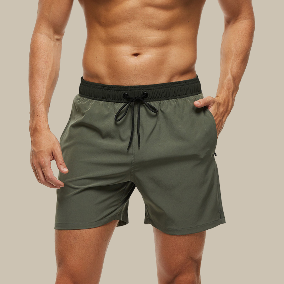 Variant image for Men's Fast-Drying Swim Trunks with Zipped Pockets and Adjustable Cord Closure, Stretch Cut Bathing Suits for Beach and Pool Activities-29