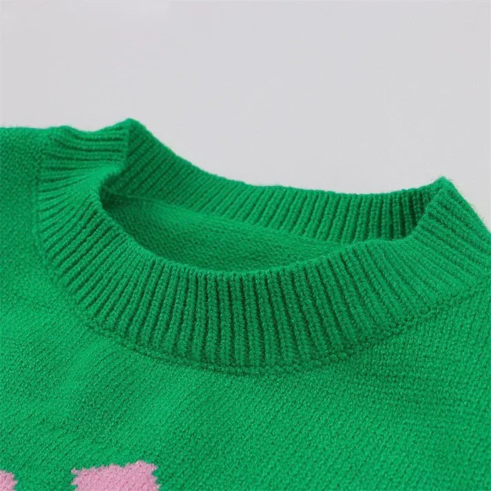Oversized Women’s Pullover - Graphic Sleeve, Knit, Regular