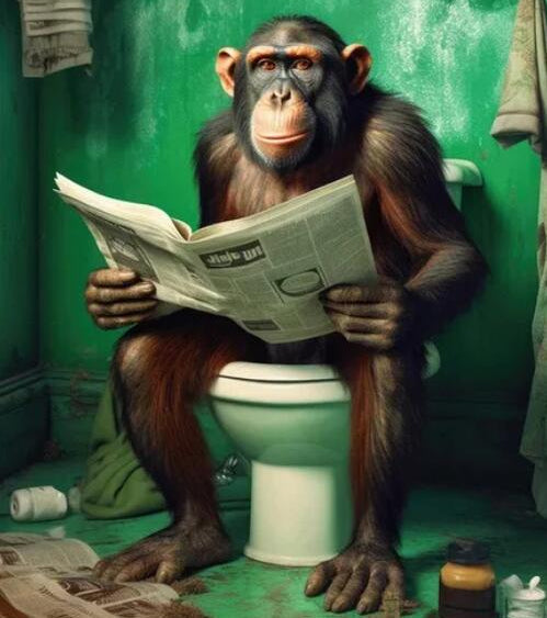 Monkey Animal Panda Toilet  Painting Art DIY Embroidery