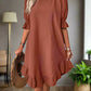 Elegant Three-Quarter Sleeve Ruffle Dress, Versatile Wedding Guest and Summer Cocktail Formal Dress-3