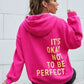 Women’s Oversized Hoodie - Relaxed Back Slogan Cotton Blend