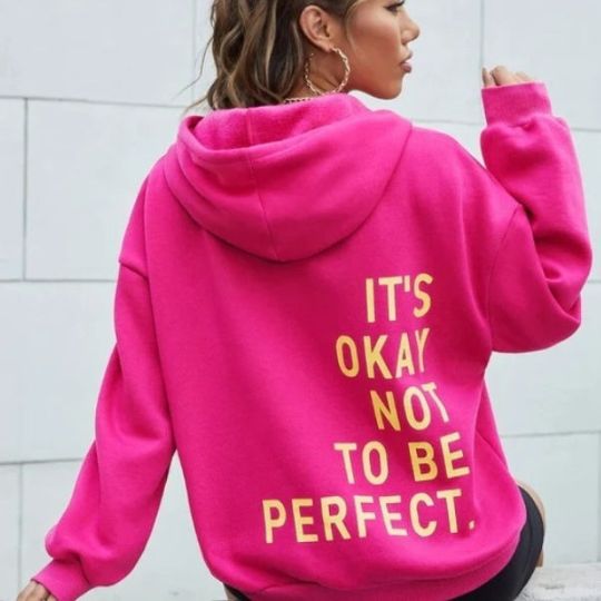 Women’s Oversized Hoodie - Relaxed Back Slogan Cotton Blend