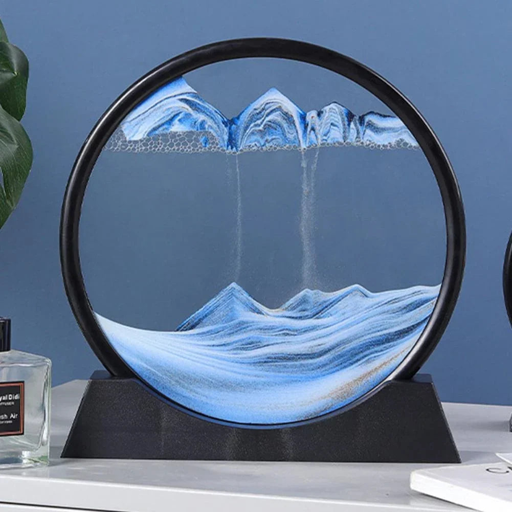 Sandscape Moving Blue Glass Dome Desk Decor - Zen Kinetic Tabletop Toy, Viral Trend Fall 2026 Gift
