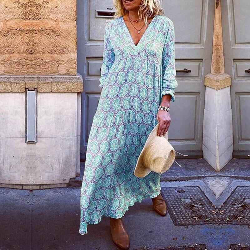 Trendy V-Neck Women's Dress with Striking Print for Spring and Summer, Eco-Friendly Fabric, Comfortable Fit, Available in Multiple Sizes-2