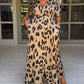 Plus Size Women's Boho Dress, Breathable Loose Fit Summer Dress in Panther Print - Available in Khaki, Blue, Gray-1