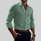 Men's Solid Color Striped Long Sleeve 3D Printed Casual Shirt - Cozy Fashion Top