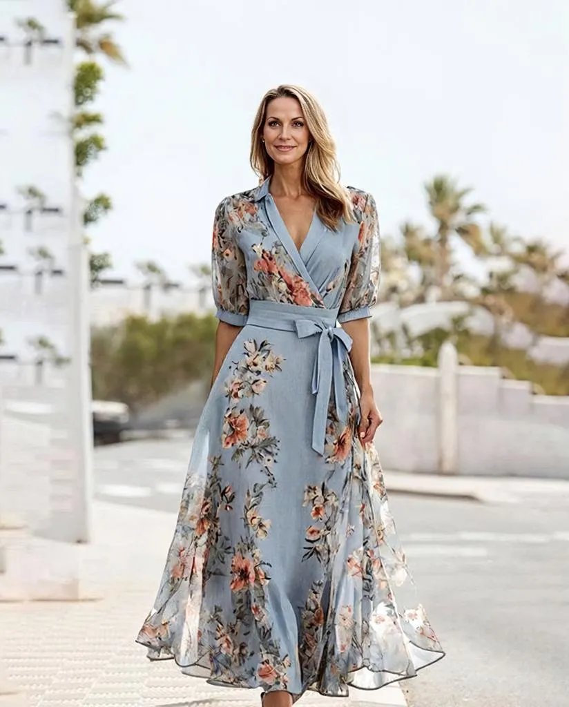 Elegant White Midi Dress with Short Sleeves and V-Neck for Versatile Occasions-1