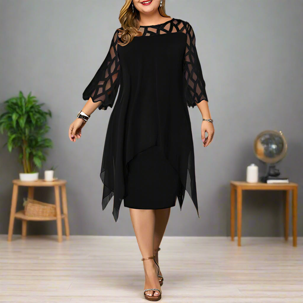 Elegant Oversized Long Sleeve Midi Dress with Unique Sleeve Design for Women, Versatile Style for Casual and Formal Occasions-2