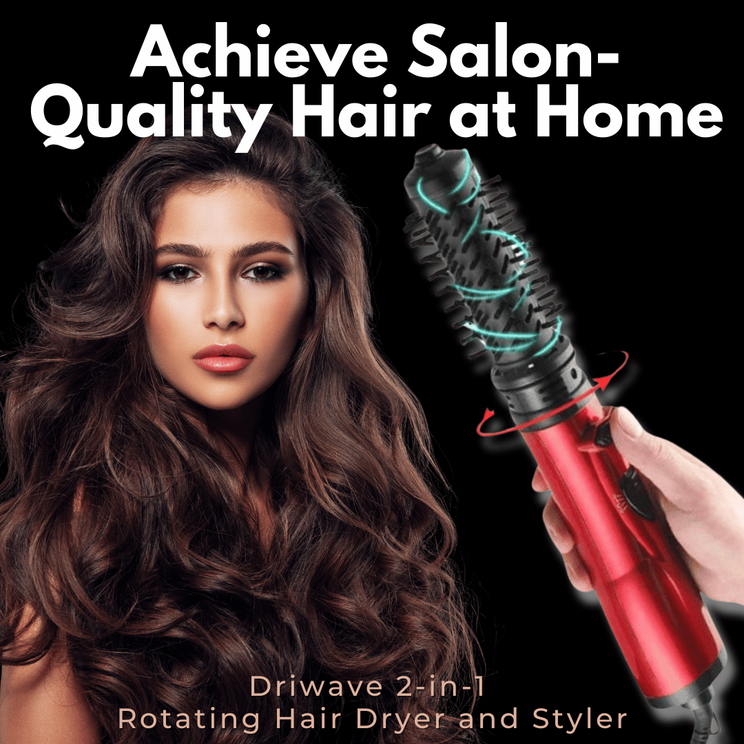 3-in-1 Rotating Hair Dryer and Styler with Flexible Temperature for Effortless Curls and Waves