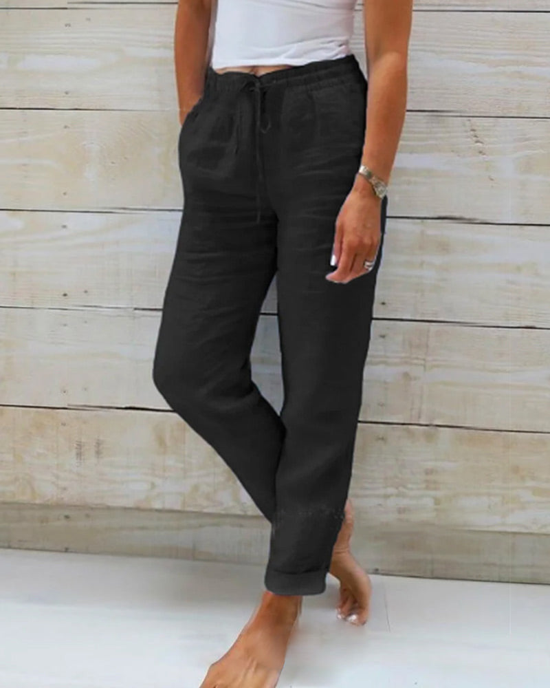 Comfortable Men's Casual Pants with Elastic Waistband for All-Day Wear, Tailored Fit Casual Trousers-4