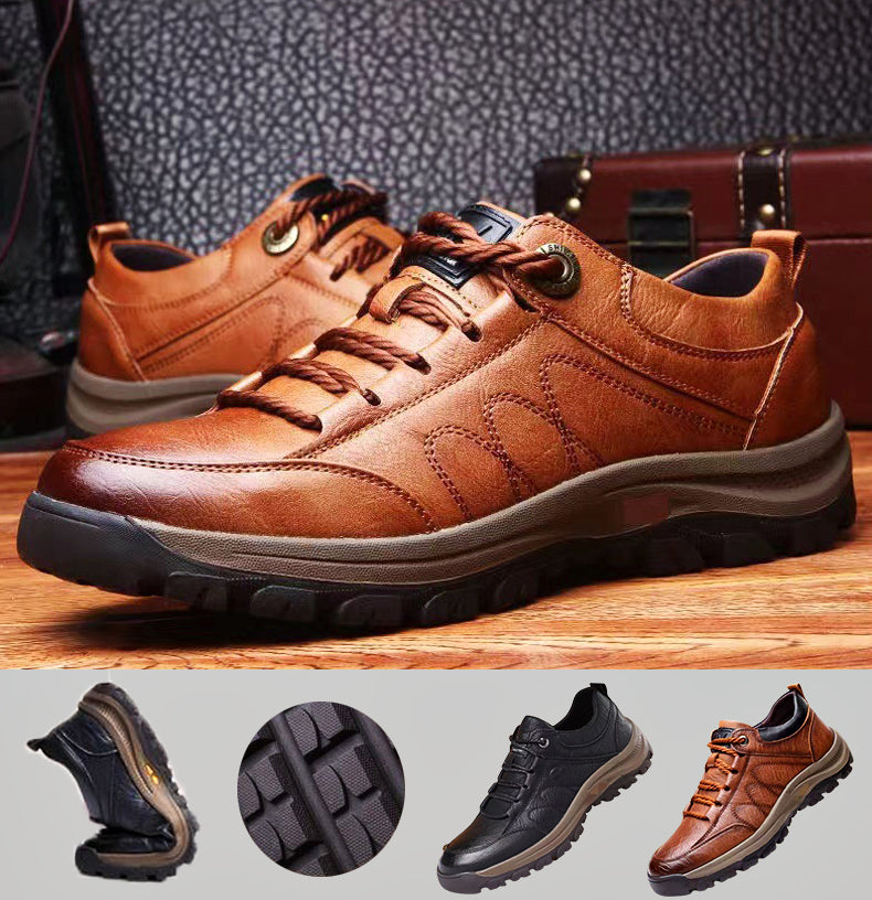 Variant image for Hand-Sewn Leather Leisure Shoes for Men, Waterproof, Comfortable, Non-Slip Rubber Sole, Lightweight for Outdoor Activities-21