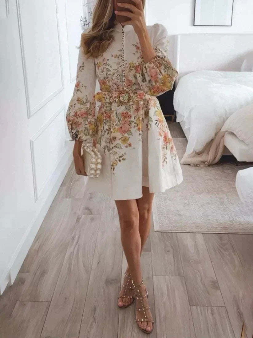 Variant image for Trendy Women's Mini Dress with Print and Elegant Button Details for Casual and Special Occasions-1
