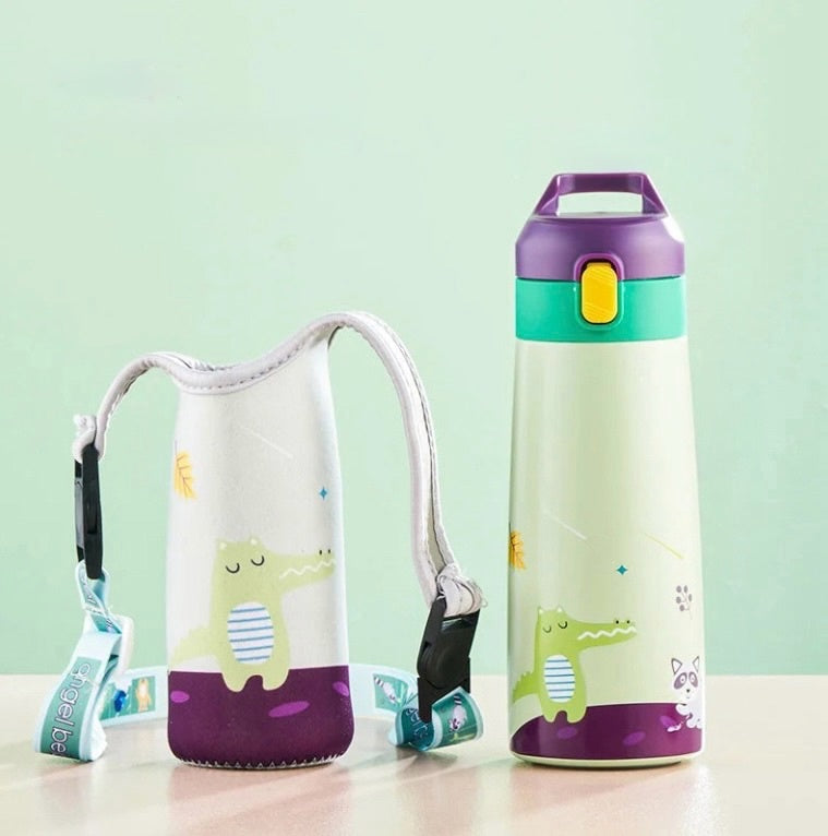 Kids 500ml Stainless Steel Straw Thermos Mug With Case