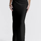 Elegant Black Maxi Skirt with Side Slit, Comfortable Long Skirt for Women, Versatile Design for Casual and Formal Wear-3