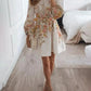 Trendy Women's Mini Dress with Print and Elegant Button Details for Casual and Special Occasions-1