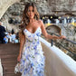 Ruffled Floral Dress for Women, Vibrant Print Summer Dress with Relaxed Fit for Wedding Guests and Cocktail Events-1