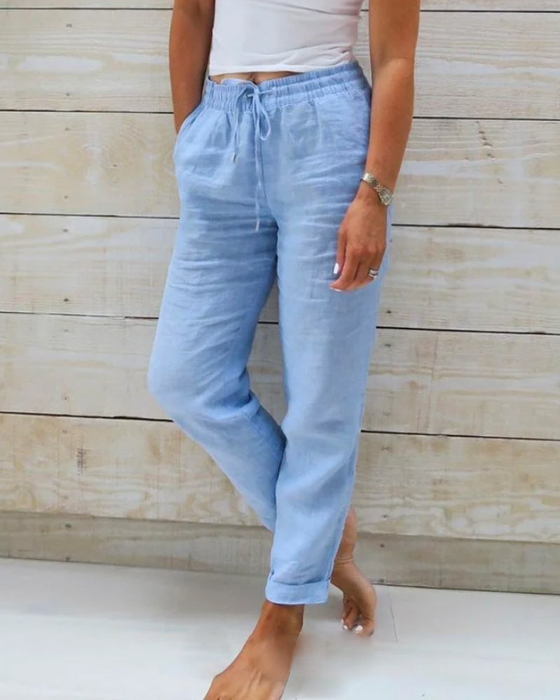 Variant image for Comfortable Men's Casual Pants with Elastic Waistband for All-Day Wear, Tailored Fit Casual Trousers-13