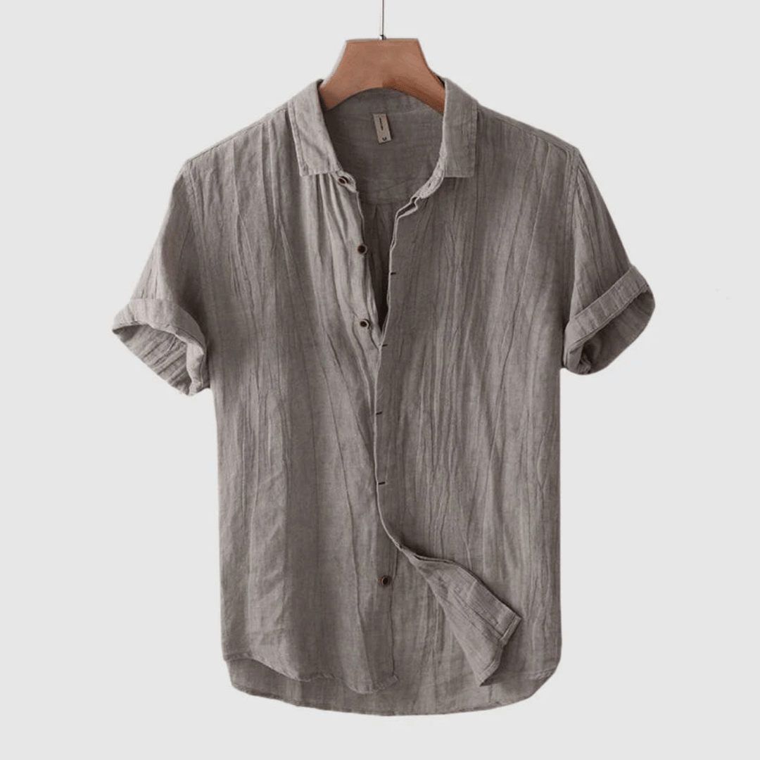 Variant image for Men's Short Sleeve Linen Shirt, Lightweight Breathable Tailored Fit for Casual and Beach Wear-13