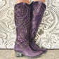 Women's Supportive Knee-High Boots - Studded Leather