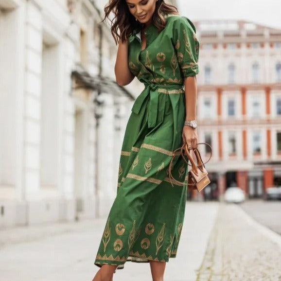 Stylish Women's Summer Midi Dress with Unique Pattern for Versatile Occasions-1