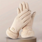 Women’s Windproof Plush Gloves - Slim Tailored, Suede