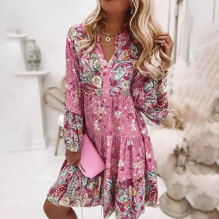 Elegant Boho Dress for Women, Loose-Fitting Knee-Length Casual and Special Occasion Wear in Breathable Fabric-1