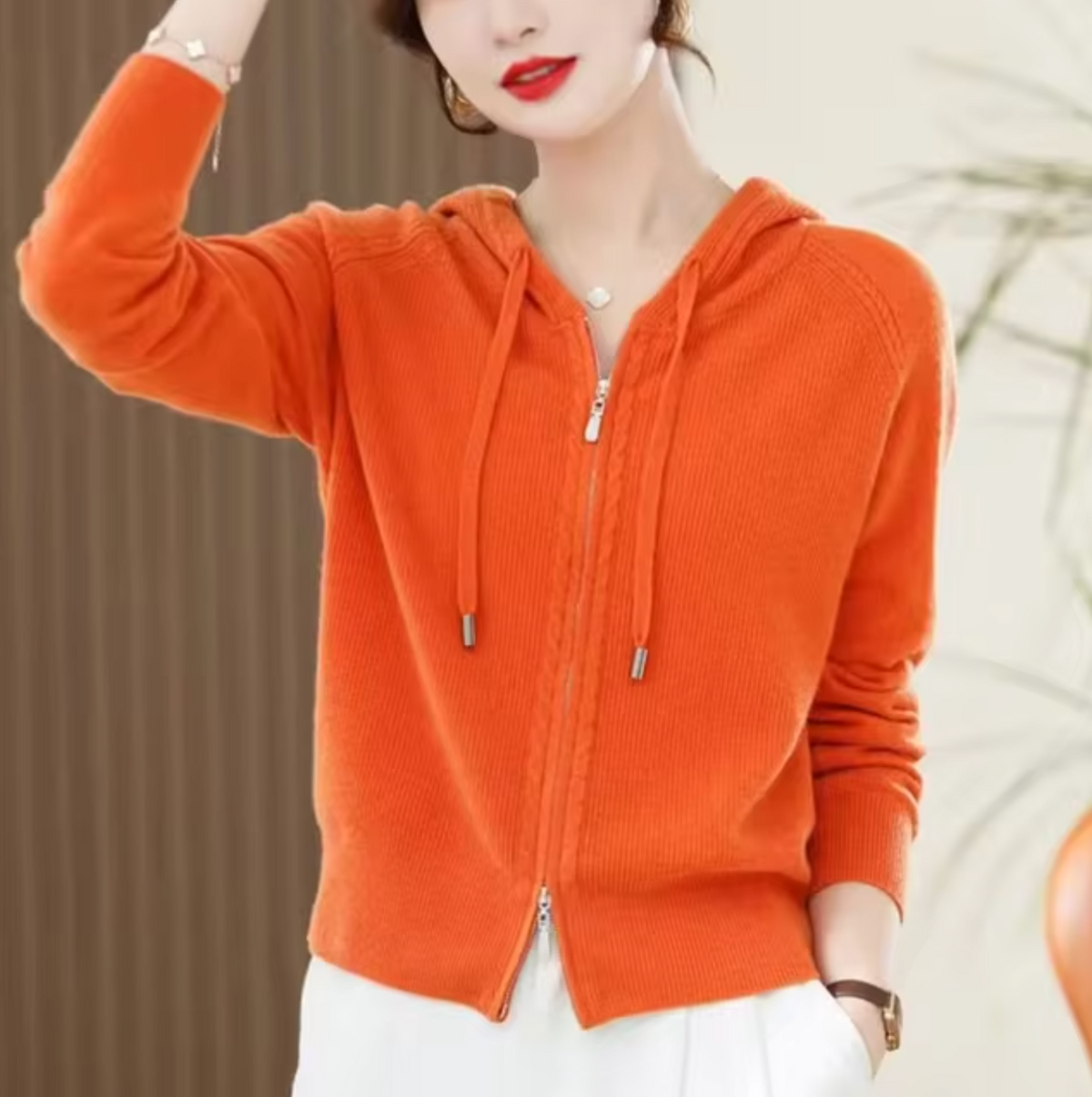 Light Women's Zip Hoodie - Relaxed Knit For Spring