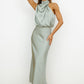 Asymmetric Black Midi Dress for Women - Elegant and Versatile Design for Special Occasions-1