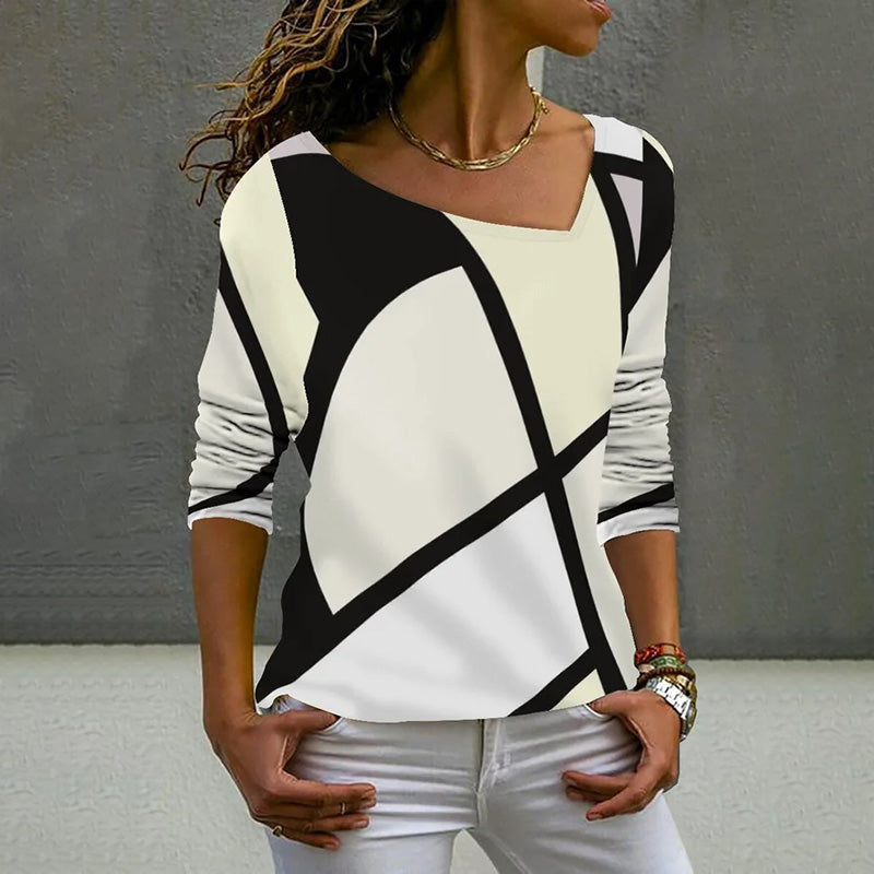 Variant image for Casual Color Block Long Sleeve T-Shirt for Men and Women, Cotton-Polyester Blend, Stylish Spring Autumn Wear-1