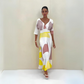 Elegant Long Summer Dress with Playful Neckline and Three-Quarter Sleeves - Lightweight Women���s Dress for Casual and Special Occasions-1