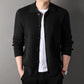 Textured Warm Men's Cardigan - Polo Lapel, Knit For Autumn