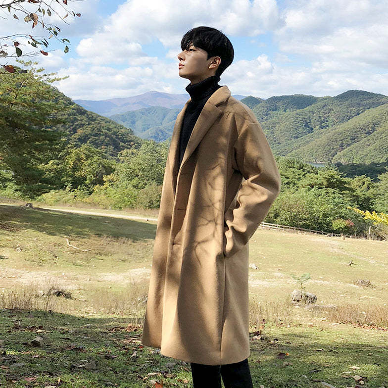 Warm Timeless Men's Wool Coat - Mid Length, Wool Winter