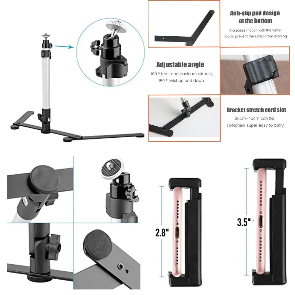 Light Ring Tripod Stand With Phone Holder For YouTube And TikTok Back To School Studio Kit USB Powered 3 Light Modes