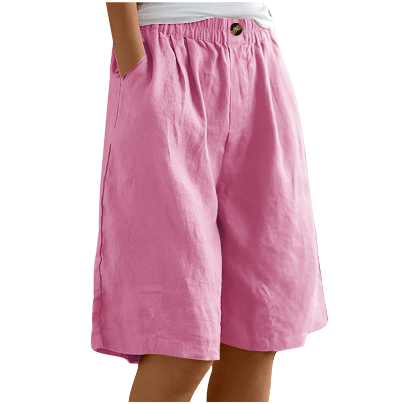 high-waisted, loose-fit with pockets, cotton, for casual summer days – Light women's shorts