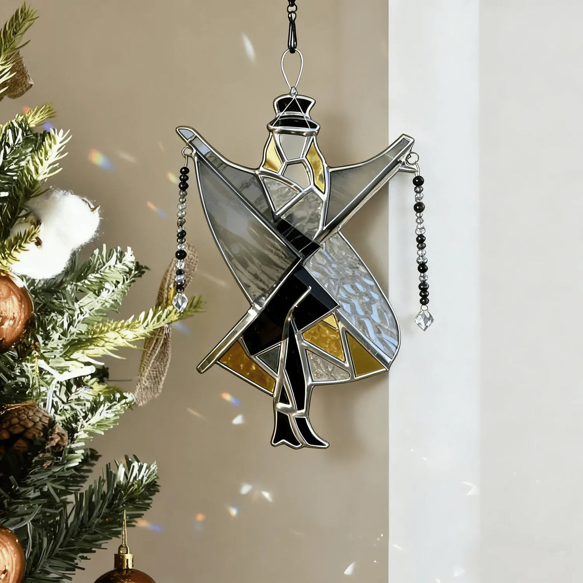 Glass Stained Sun Catcher Handmade Acrylic Dancing King Spinner Memphis Melody Window Decor Fall 2025 Gift