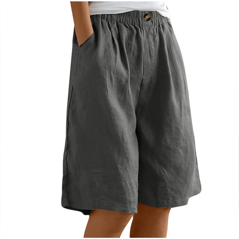 high-waisted, loose-fit with pockets, cotton, for casual summer days – Light women's shorts