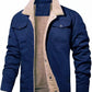 Warm Sturdy Men's Jacket - Trucker Cut, Sherpa Lined Cotton Canvas, For Fall And Winter