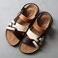 Light Men's Sandals - Hollow-Out Design, Cork Footbed, Casual Regular Wear