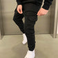 Comfortable Loose Fit Black Cargo Pants for Women with Practical Pockets and Elastic Waistband-3