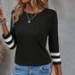 Casual Women's T-Shirt in 100% Cotton, Color Block Design, Three-Quarter Sleeves, Perfect for Spring and Summer Wear-2