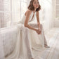 Elegant V-Neck Women's White Dress, Plus Size Formal Dress Up to 2XL, Chic Combination Style for Special Occasions-3