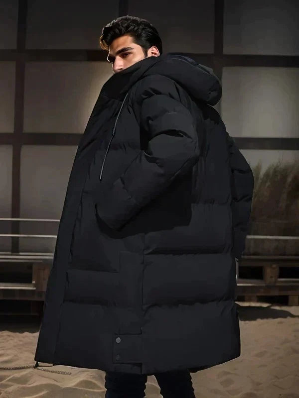 Water-Resistant Cozy Men's Parka Jacket - Long Quilted, For Cold