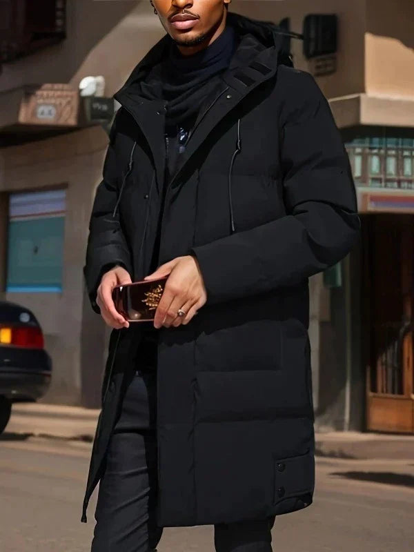 Water-Resistant Cozy Men's Parka Jacket - Long Quilted, For Cold