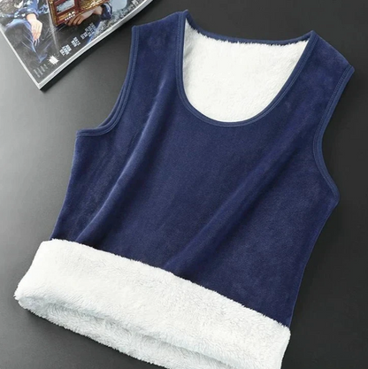 Velvet Lamb Thermal Vest - Sleeveless Insulated Men's T-shirt for Cold Weather, Large Size Cozy Top