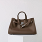 Plush & Structured Women’s Crossbody Bag - Top-Handle Silhouette, Pebbled Cowhide Leather, For Regular Urban Use