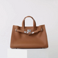 Plush & Structured Women’s Crossbody Bag - Top-Handle Silhouette, Pebbled Cowhide Leather, For Regular Urban Use